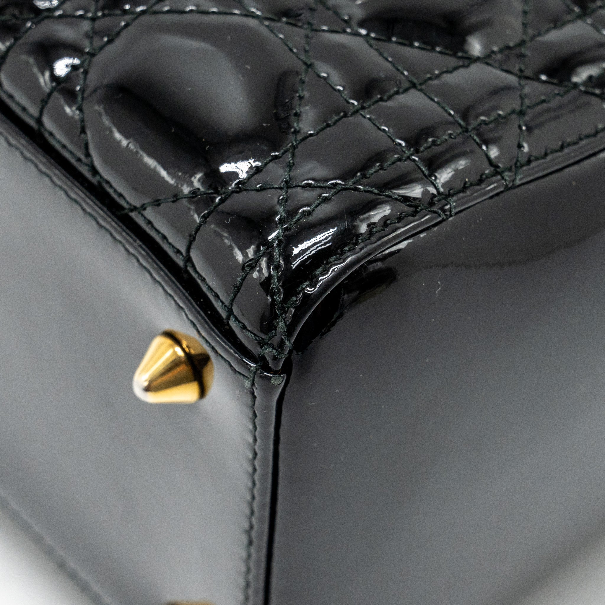 DIOR MEDIUM LADY DIOR PATENT BLACK GHW