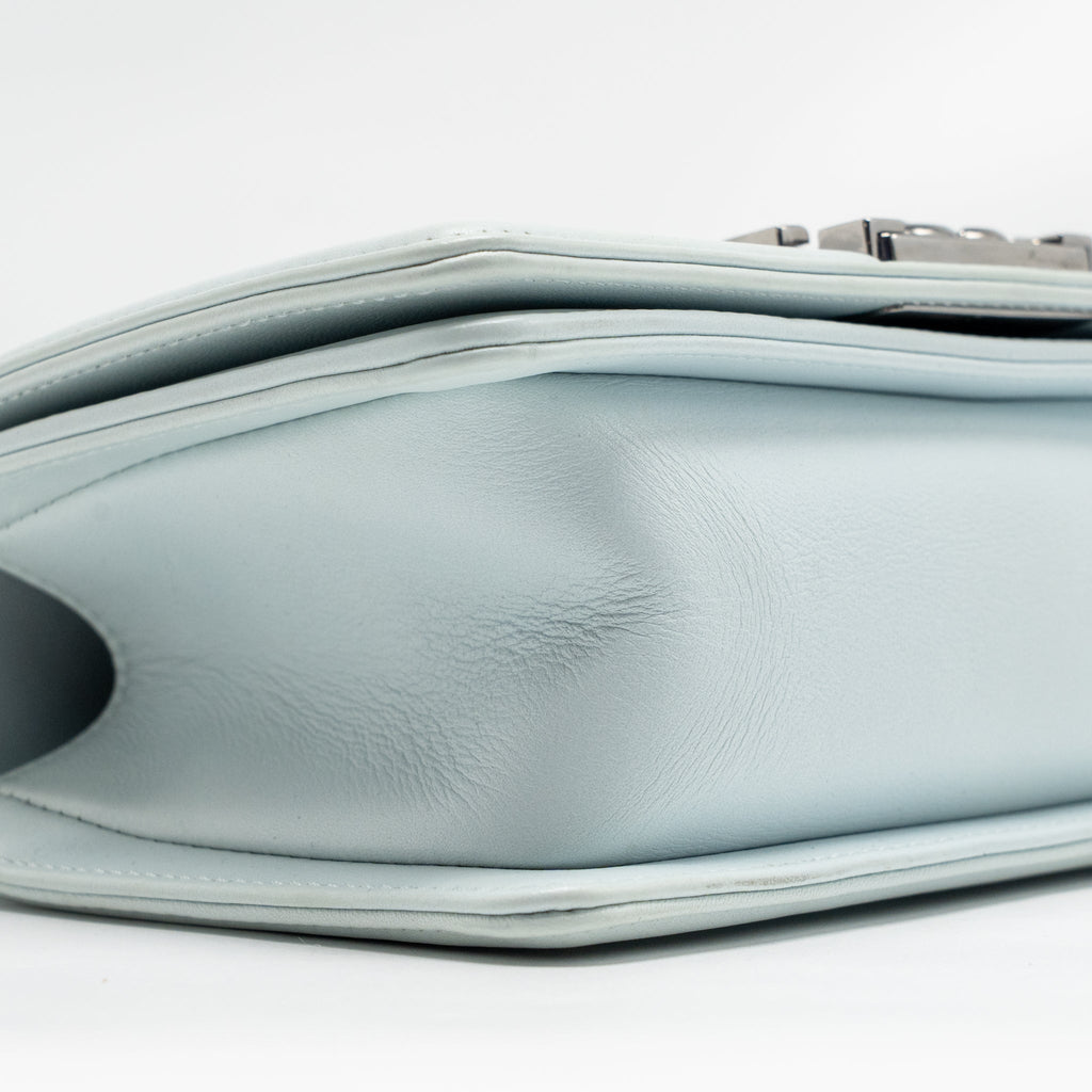 CHANEL SMALL BOY BAG CALFSKIN LIGHT BLUE SHW (MICROCHIP)