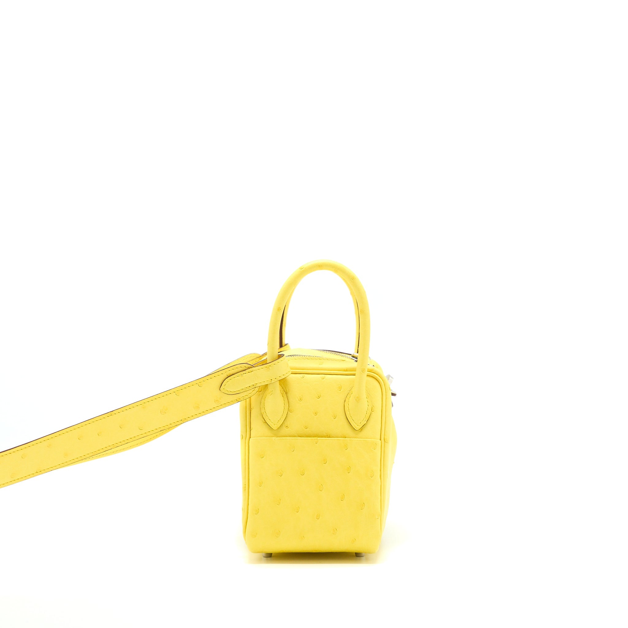 HERMES MINI LINDY OSTRICH JAUNE CITRON SHW