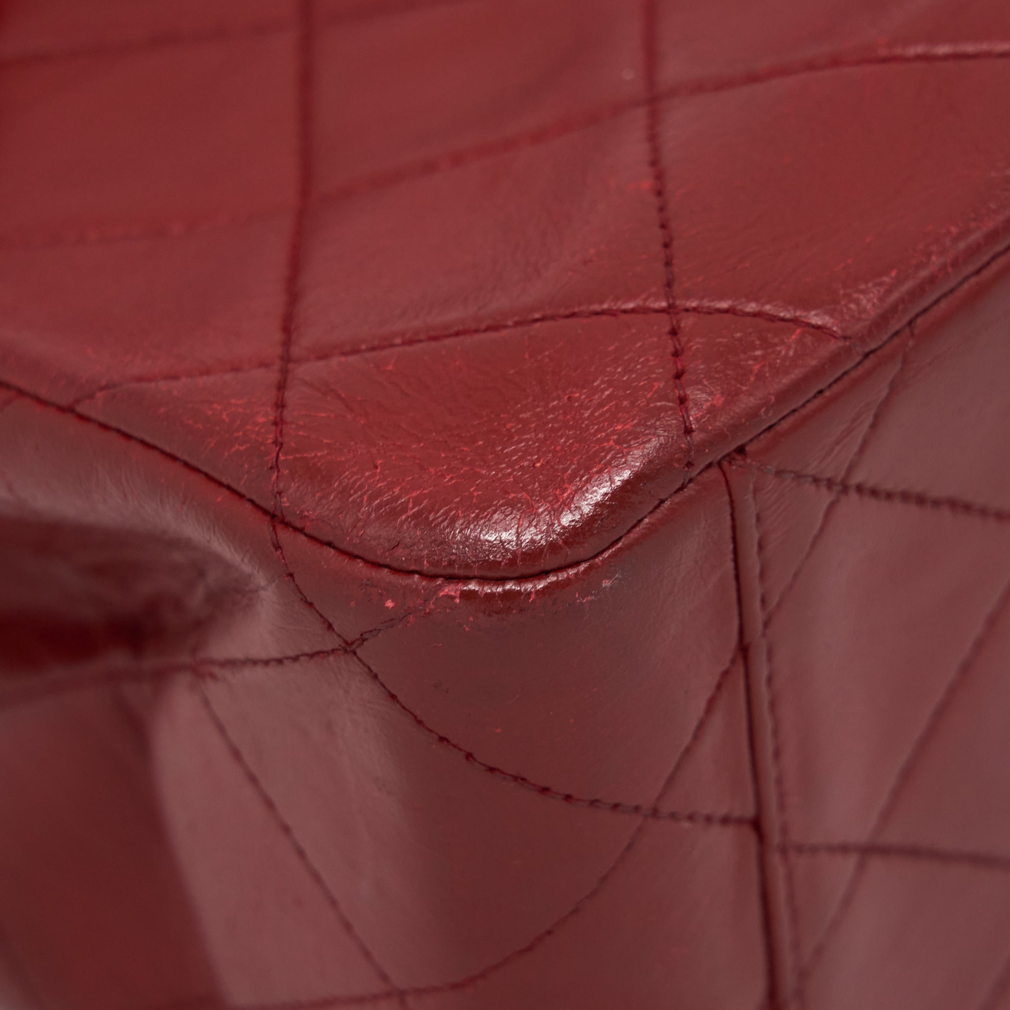 CHANEL VINTAGE MAXI FLAP BAG LAMBSKIN RED GHW
