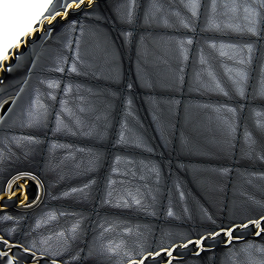 CHANEL SMALL GABRIELLE BACKPACK AGED CALFSKIN BLACK MULTICOLOUR HARDWARE