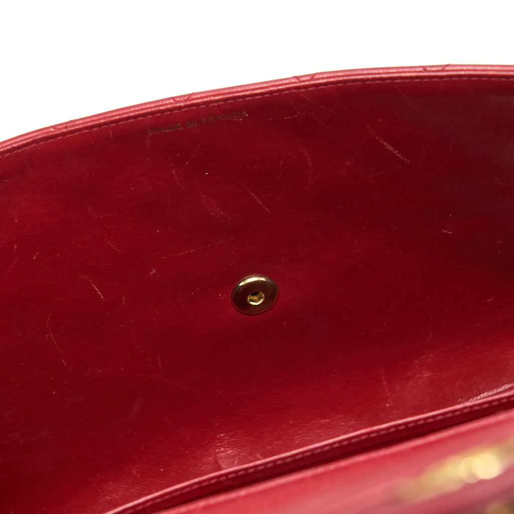 CHANEL VINTAGE MAXI FLAP BAG LAMBSKIN RED GHW