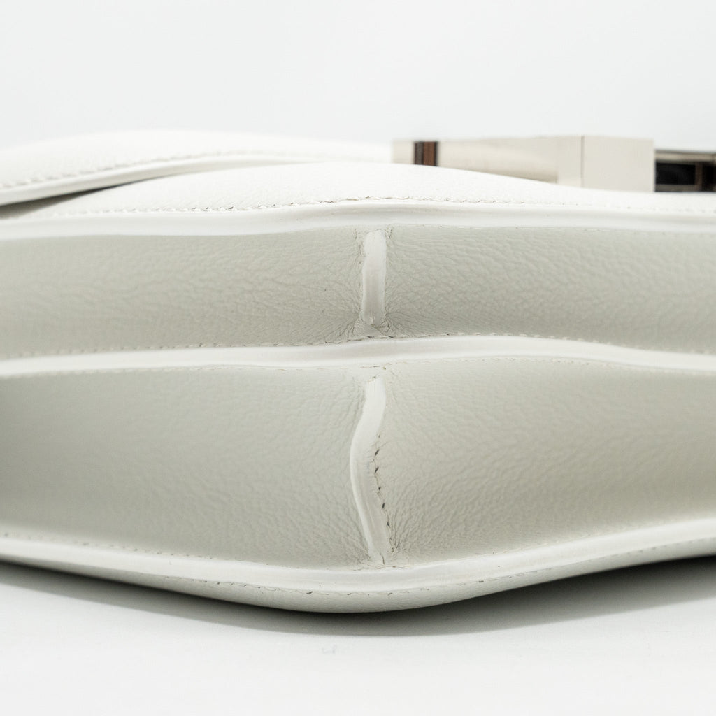 HERMES MINI CONSTANCE EVERCOLOR/ALLIGATOR MISSISSIPPIENSIS LISSE BUCKLE NEW WHITE / GRIS CIMENT SHW