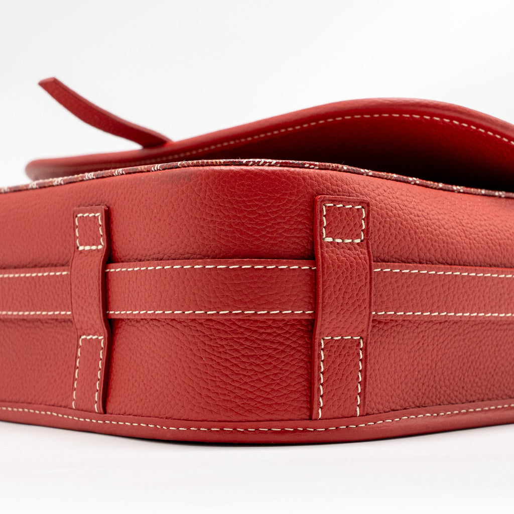 GOYARD BELVEDERE MM MESSENGER BAG GOYARDINE CANVAS/CALFSKIN RED SHW