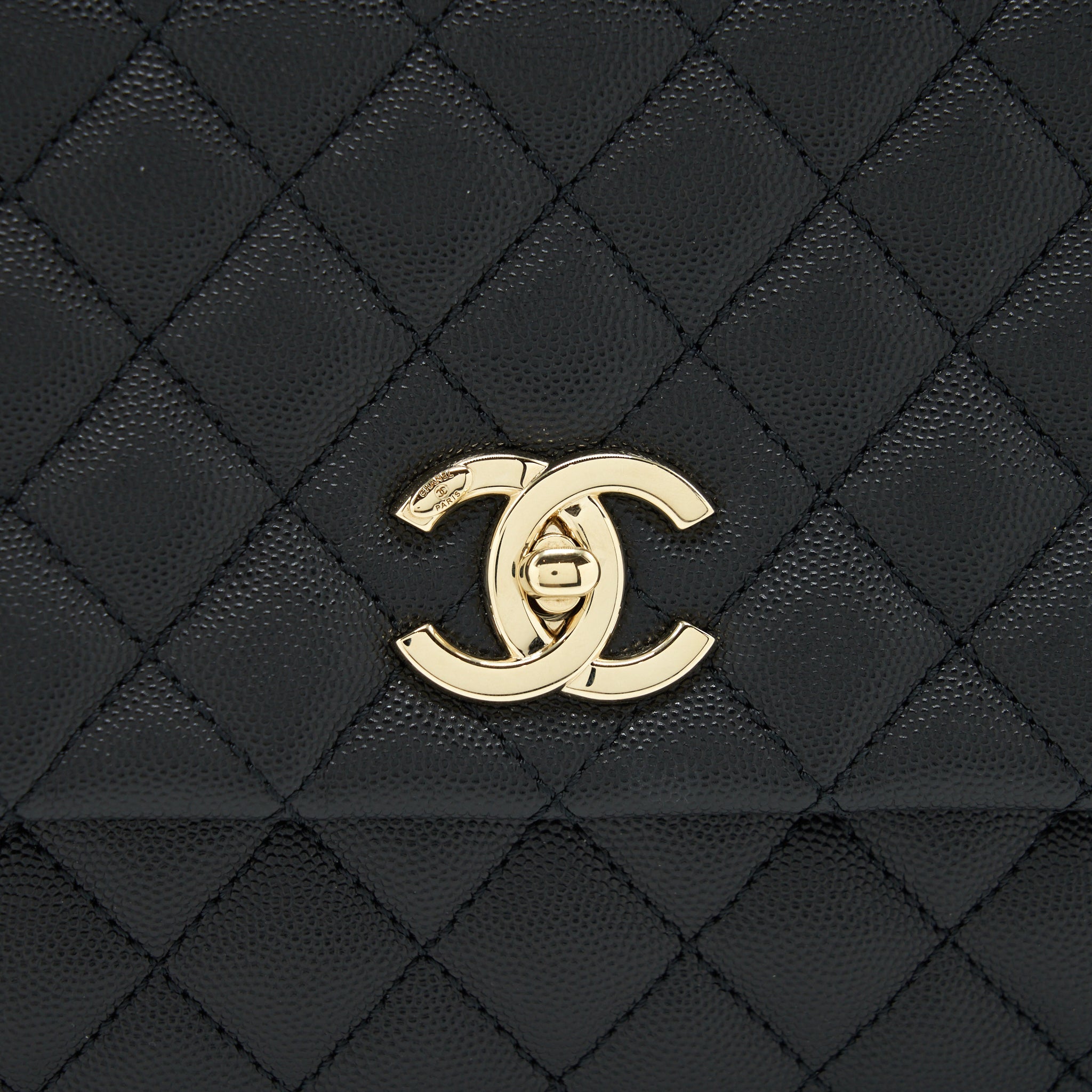 CHANEL MEDIUM COCO HANDLE 28CM CAVIAR BLACK LGHW