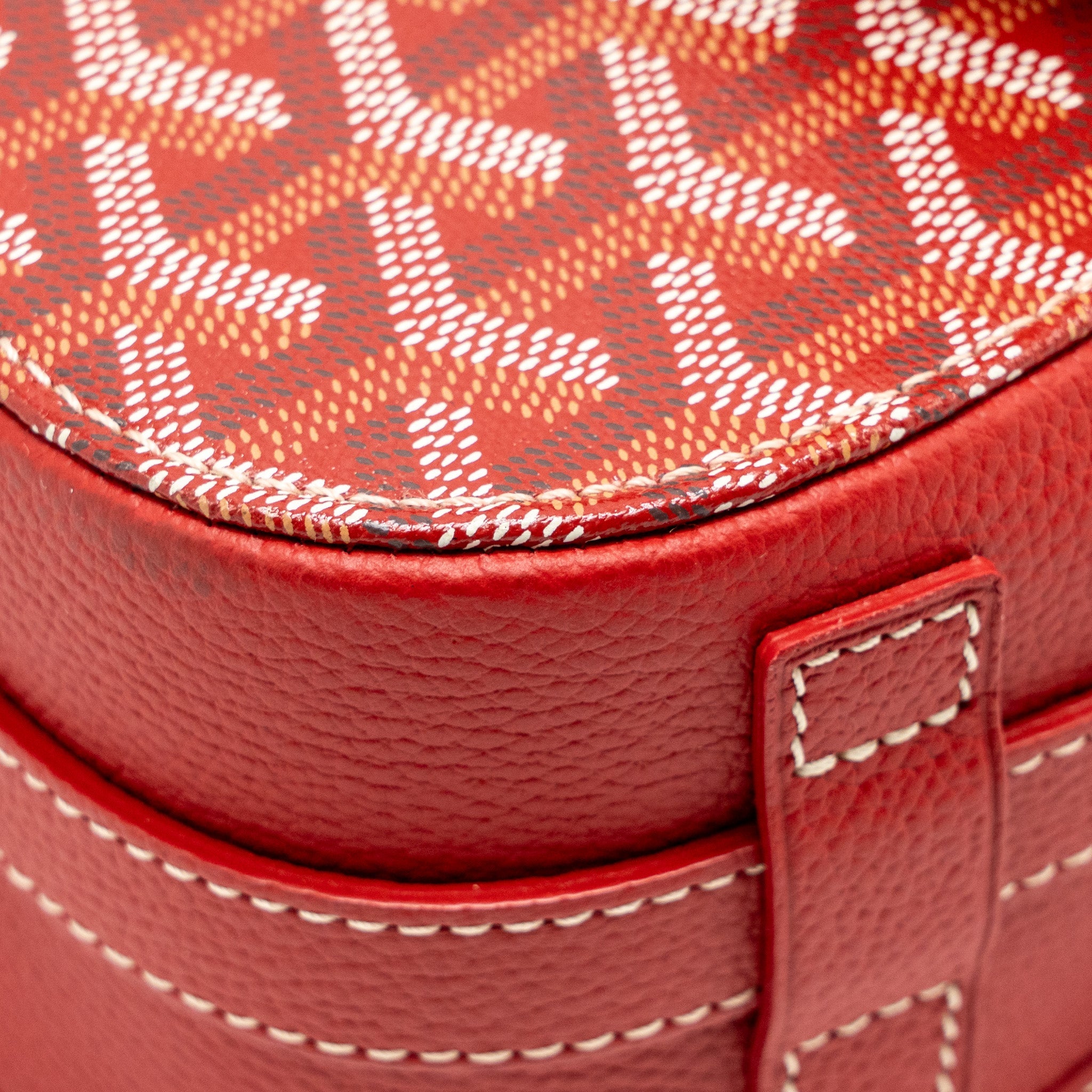 GOYARD BELVEDERE MM MESSENGER BAG GOYARDINE CANVAS/CALFSKIN RED SHW