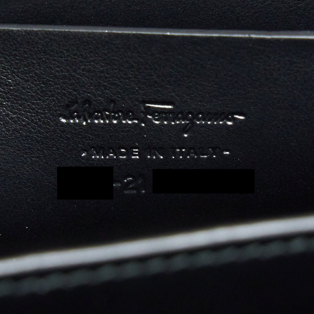 SALVATORE FERRAGAMO GANCINI TOP HANDLE BAG CALFSKIN BLACK GHW