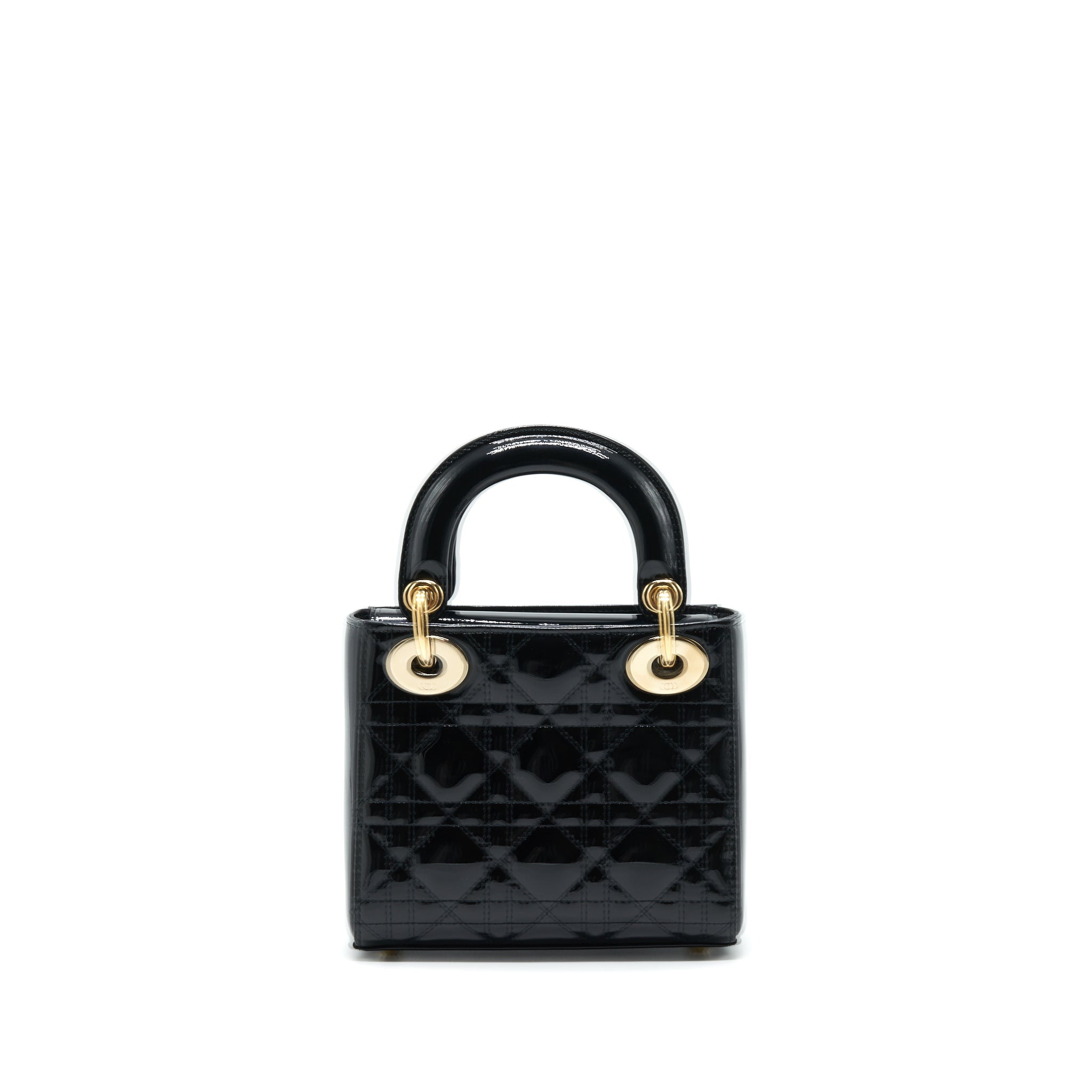 DIOR MINI LADY DIOR PATENT LEATHER BLACK GHW