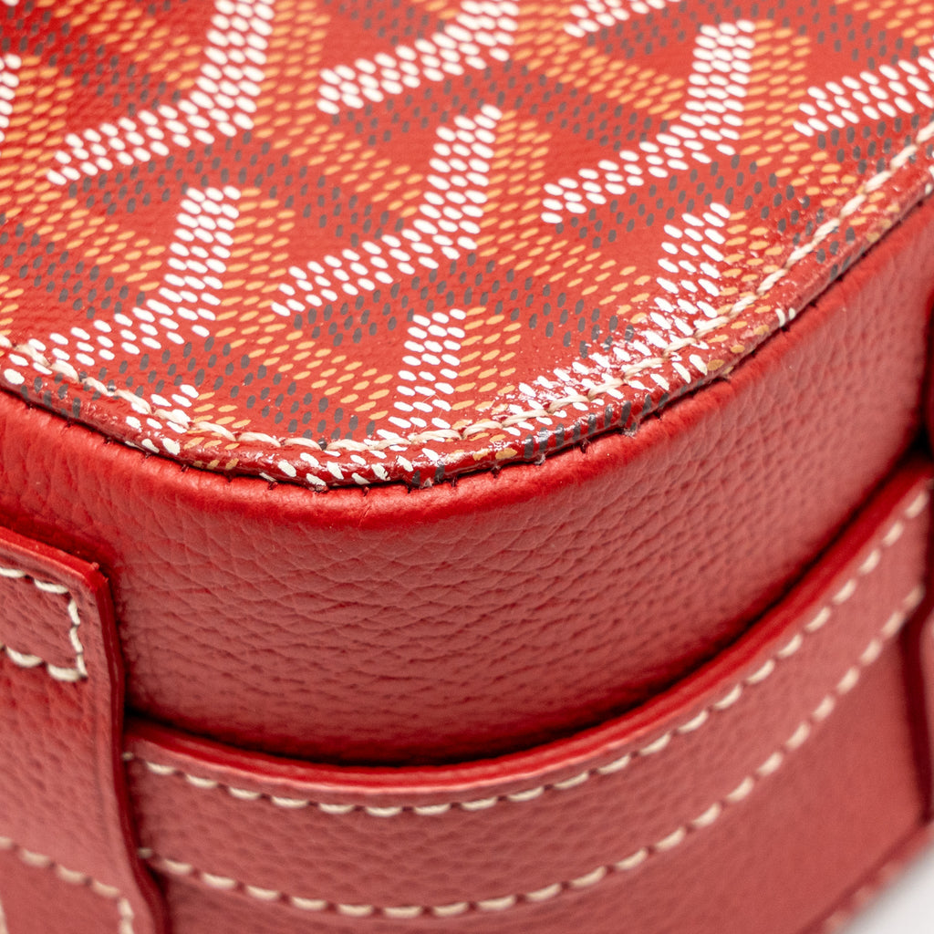 GOYARD BELVEDERE MM MESSENGER BAG GOYARDINE CANVAS/CALFSKIN RED SHW