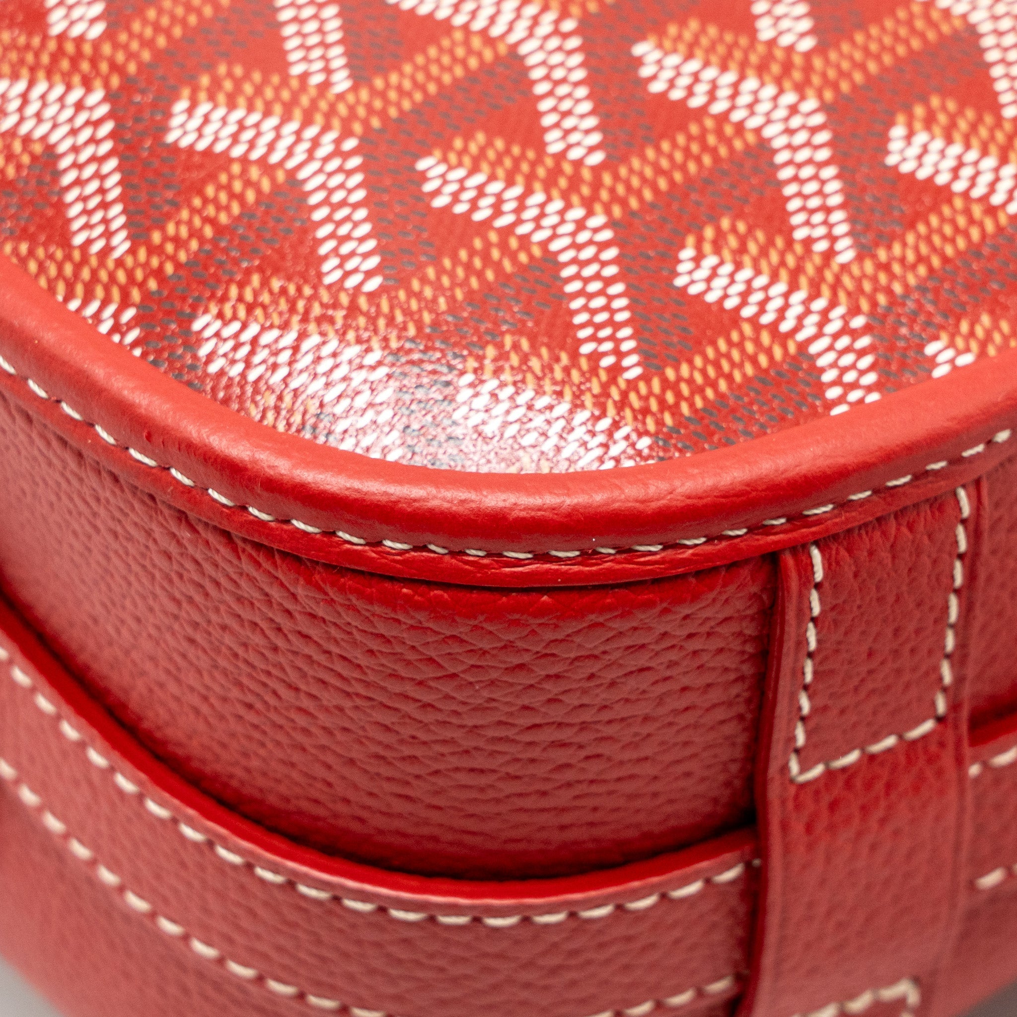 GOYARD BELVEDERE MM MESSENGER BAG GOYARDINE CANVAS/CALFSKIN RED SHW