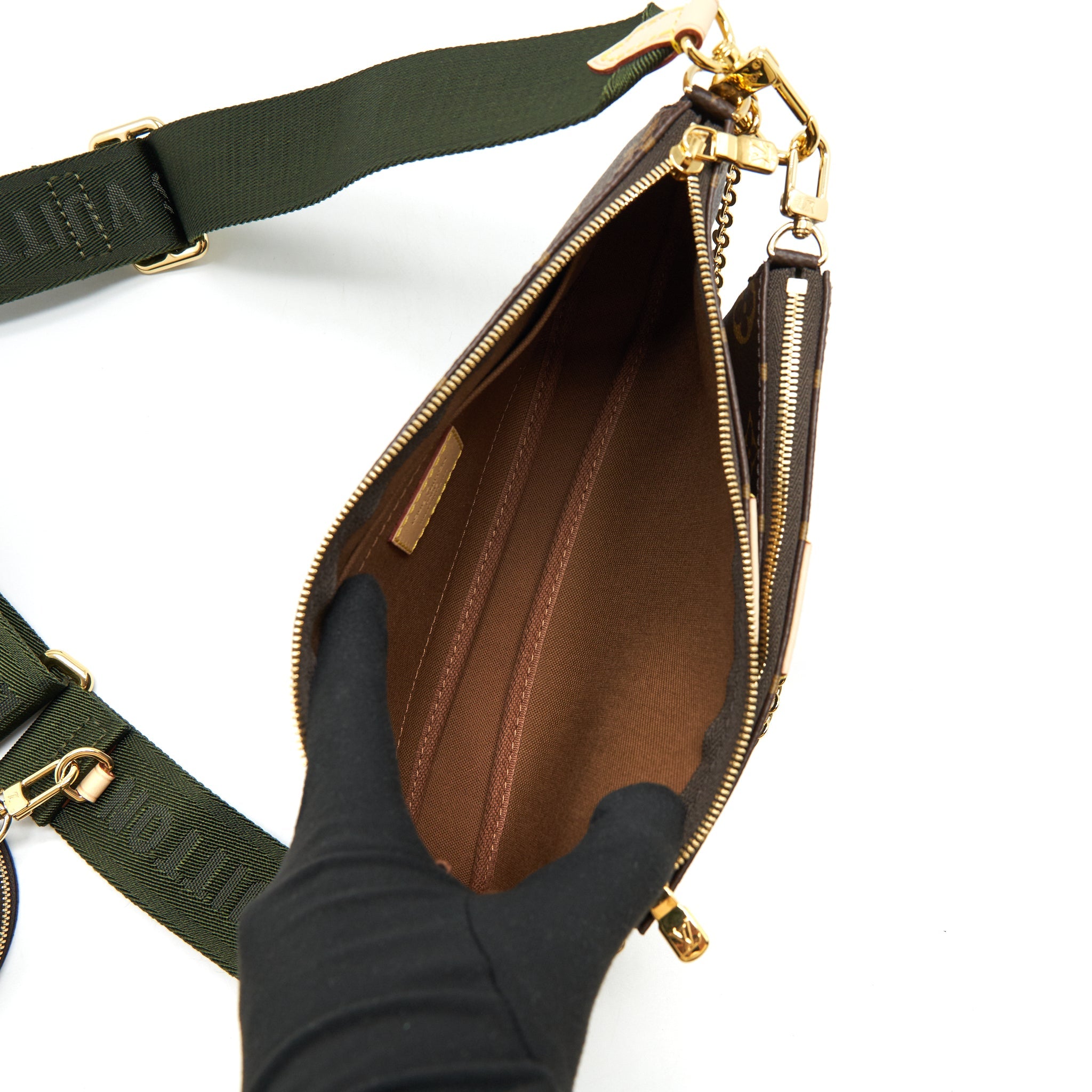 LOUIS VUITTON MULTI POCHETTE ACCESSORIES MONOGRAM CANVAS WITH KHAKI STRAP