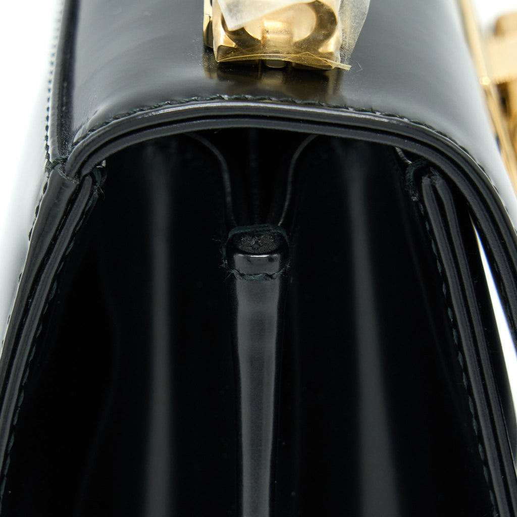 SALVATORE FERRAGAMO GANCINI TOP HANDLE BAG CALFSKIN BLACK GHW