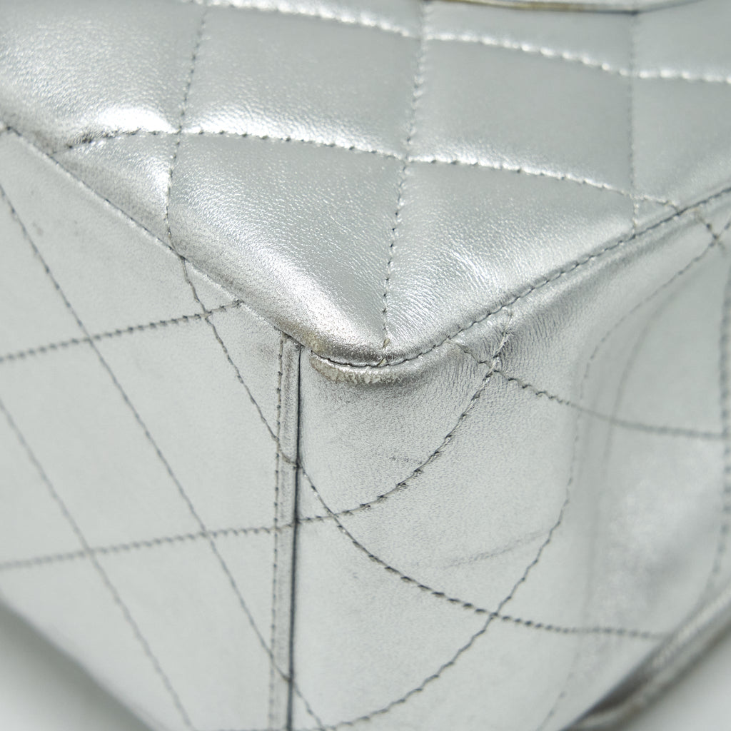 CHANEL MAXI CLASSIC DOUBLE FLAP BAG LAMBSKIN SLIVER SHW