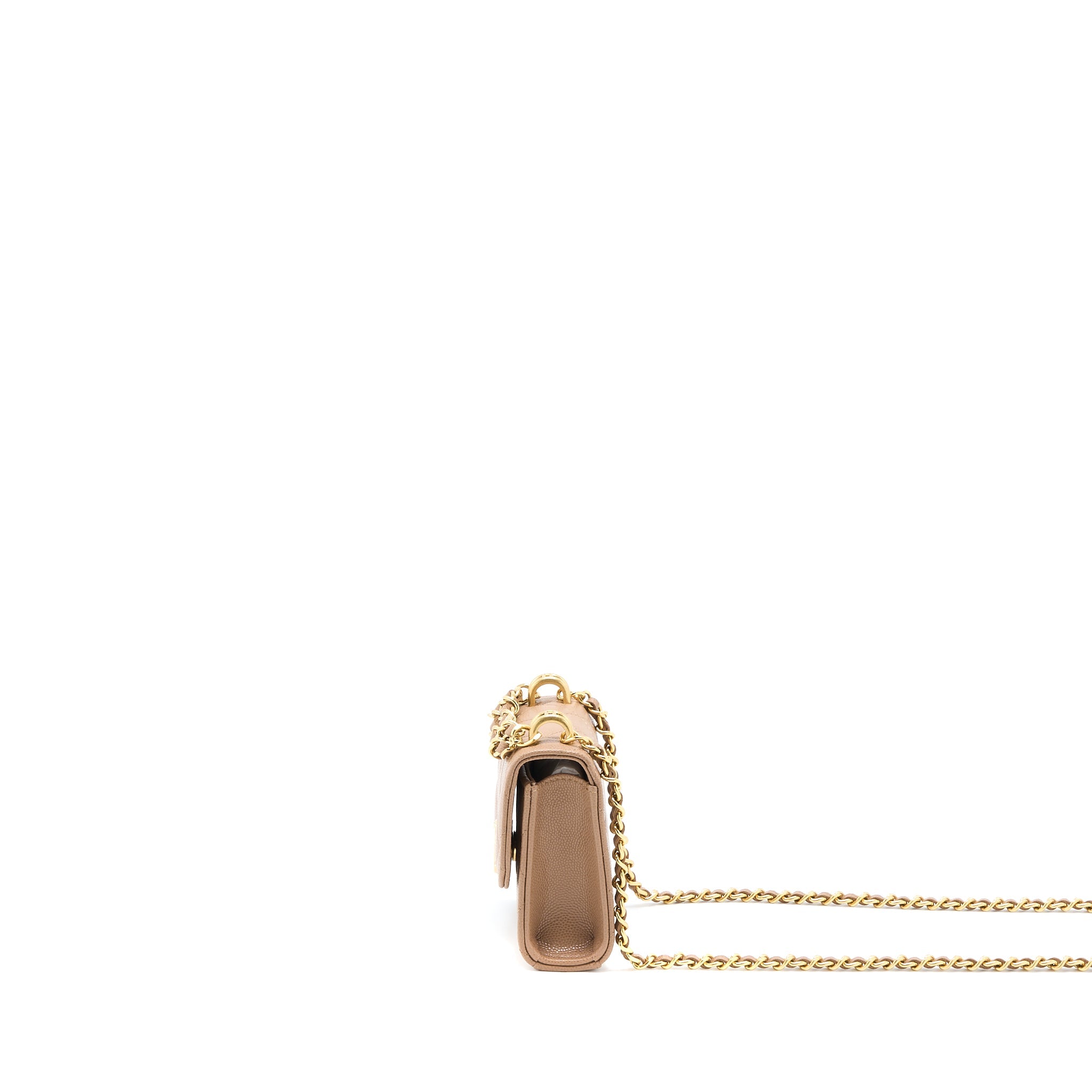 CHANEL MINI FLAP BAG CAVIAR BEIGE GHW (MICROCHIP)