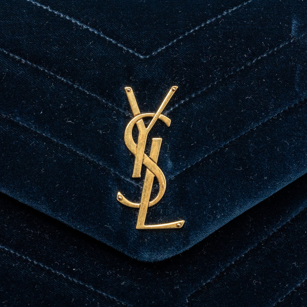 SAINT LAURENT /YSL MEDIUM LOU LOU IN VELVET BLUE GHW