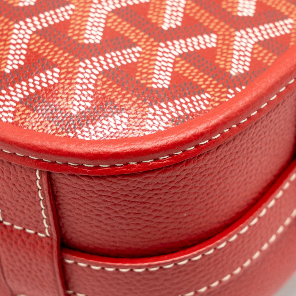 GOYARD BELVEDERE MM MESSENGER BAG GOYARDINE CANVAS/CALFSKIN RED SHW