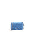 CHANEL COCO LOVE FLAP BAG CAMELLIA DENIM BLUE SHW (MICROCHIP)