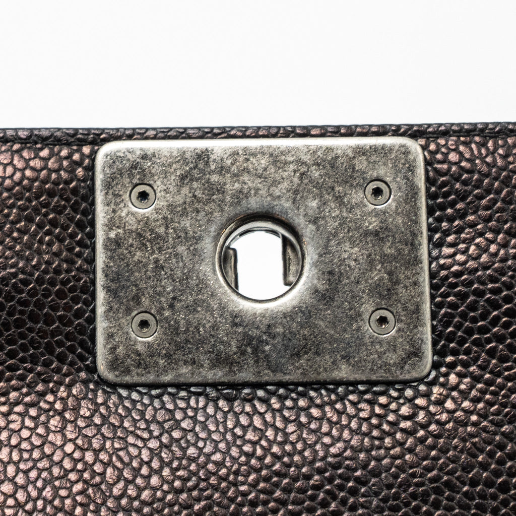 CHANEL SMALL BOY BAG CAVIAR BLACK RUTHENIUM HARDWARE