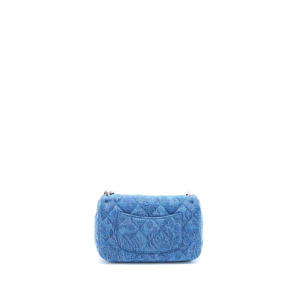 CHANEL COCO LOVE FLAP BAG CAMELLIA DENIM BLUE SHW (MICROCHIP)