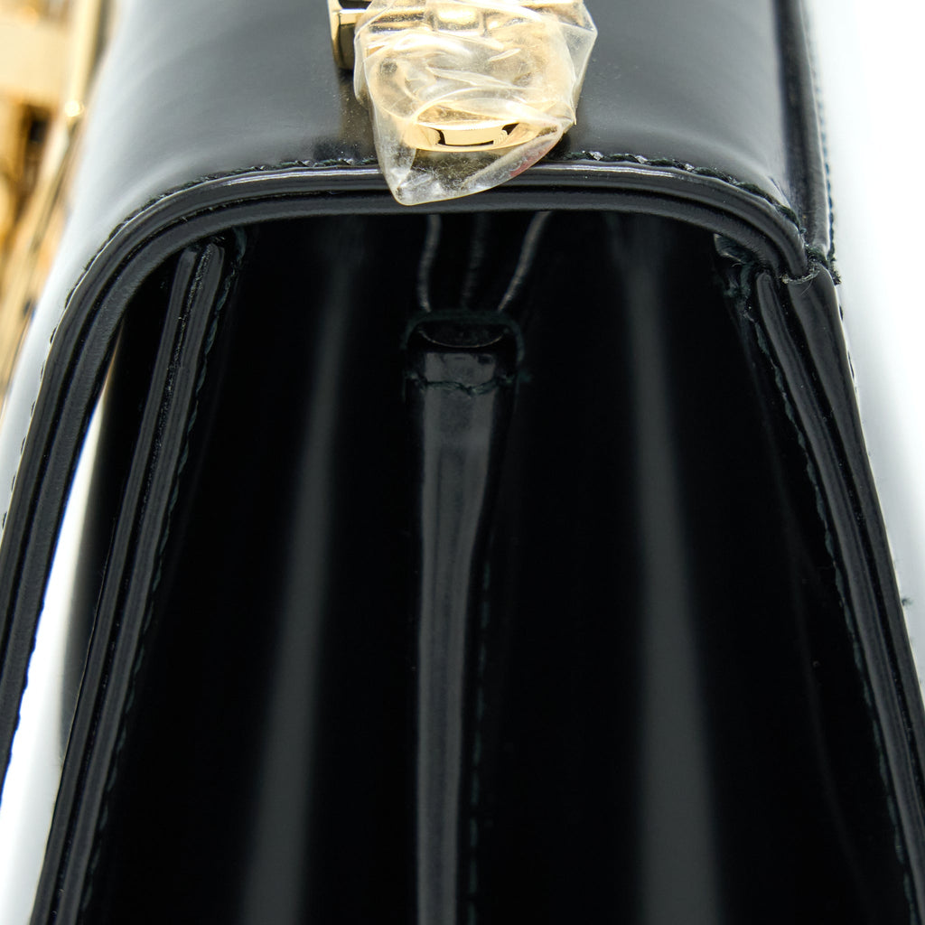 SALVATORE FERRAGAMO GANCINI TOP HANDLE BAG CALFSKIN BLACK GHW