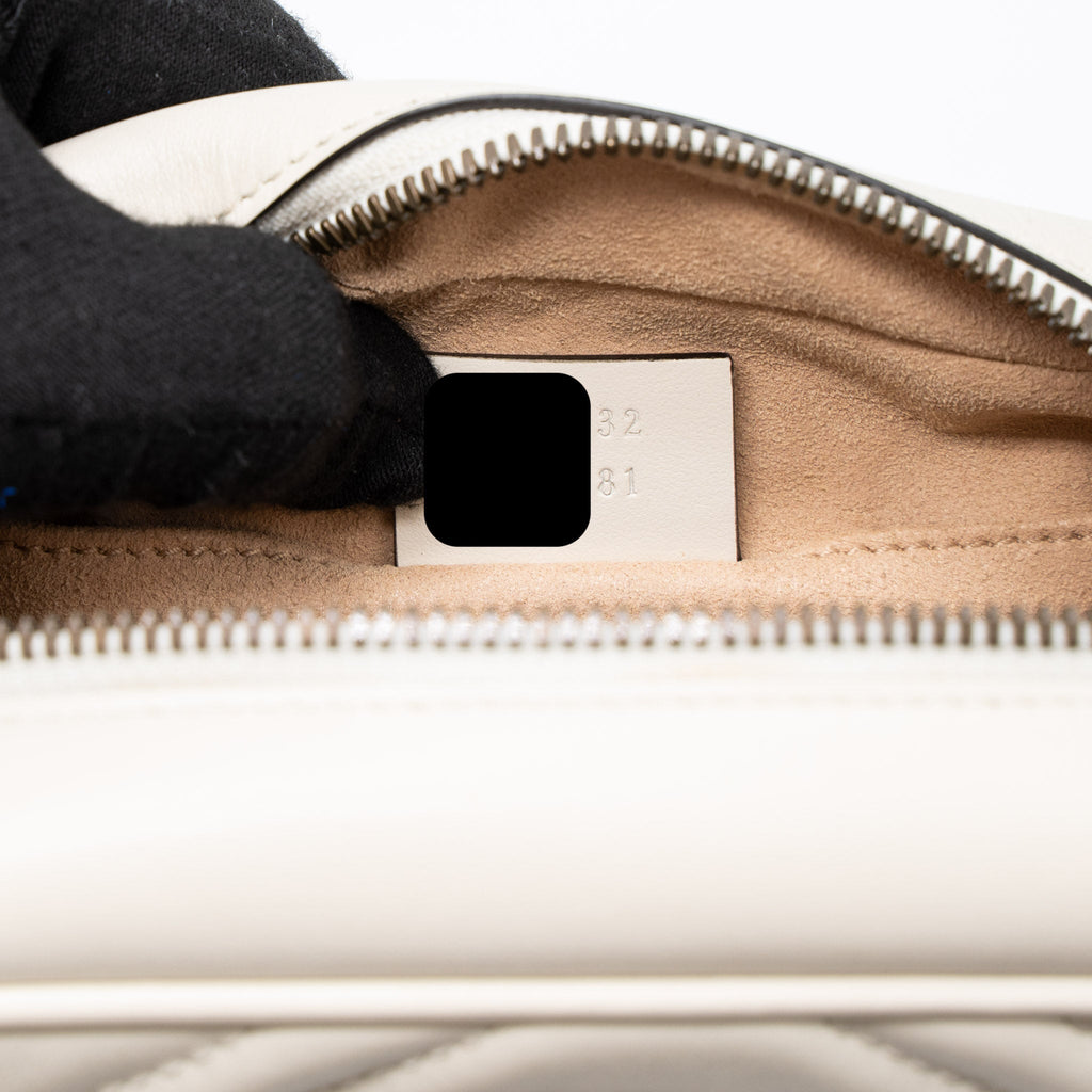 GUCCI GG MARMONT CAMERA SHOULDER BAG CALFSKIN WHITE GHW
