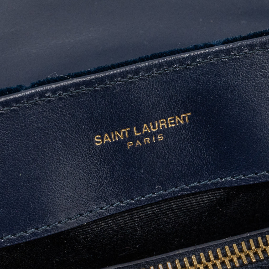 SAINT LAURENT /YSL MEDIUM LOU LOU IN VELVET BLUE GHW