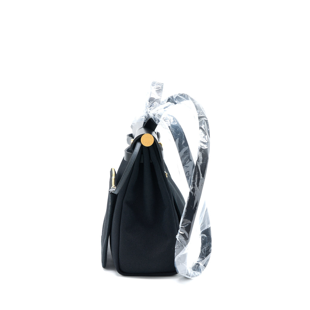 HERMES HERBAG ZIP 31 BAG CANVAS/HUNTER BLACK GHW
