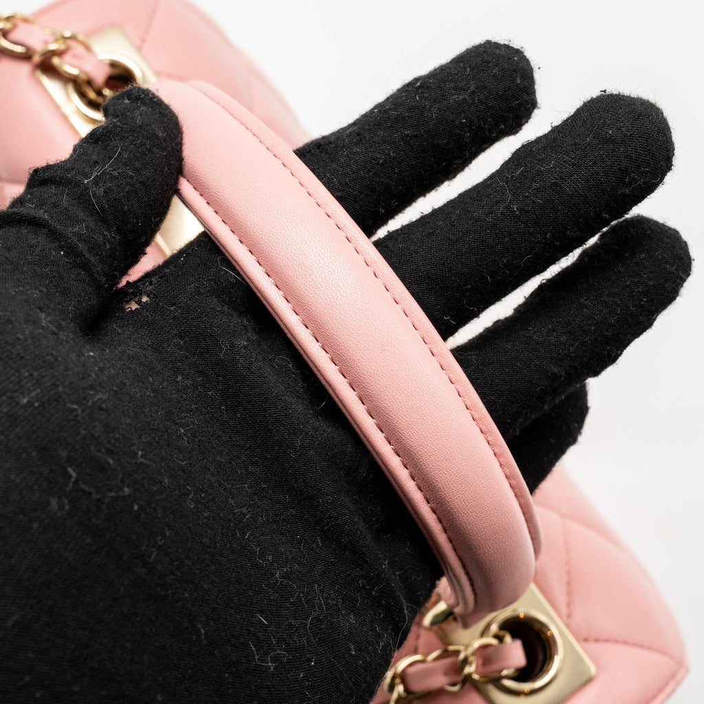 CHANEL TOP HANDLE TRENDY CC FLAP BAG LAMBSKIN PINK LGHW