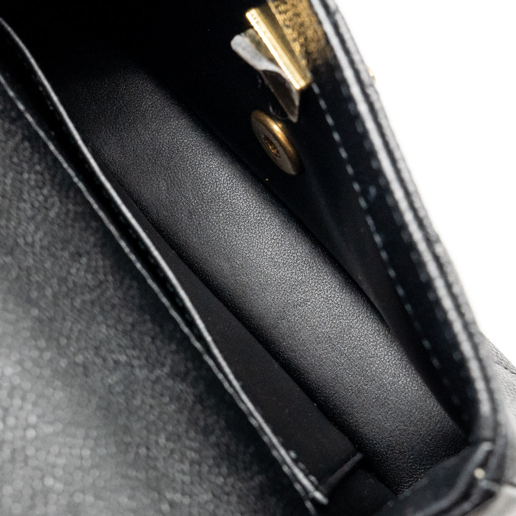 CHANEL COCO LOVE MINI FLAP BAG ADJUSTABLE CHAIN CAVIAR BLACK GHW (MICROCHIP)