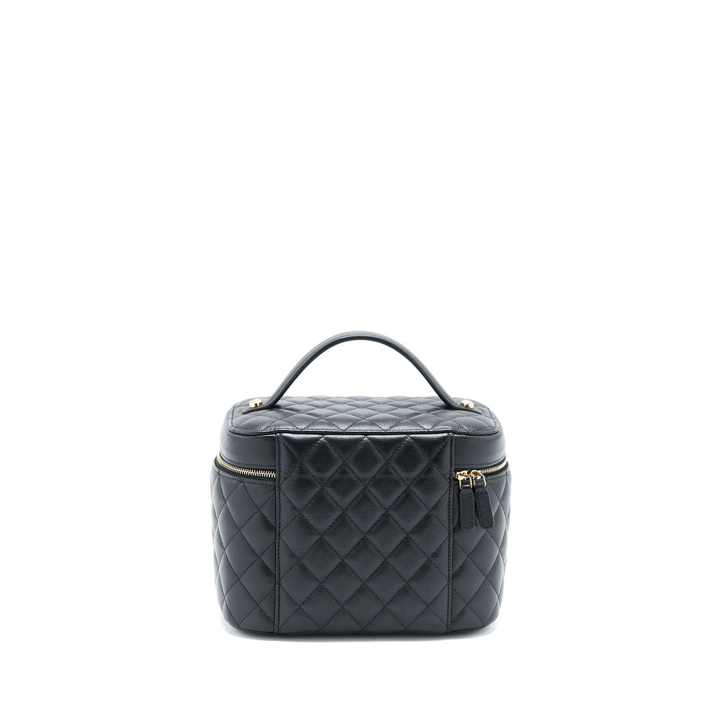 CHANEL TOP HANDLE VANITY CASE CAVIAR BLACK LGHW