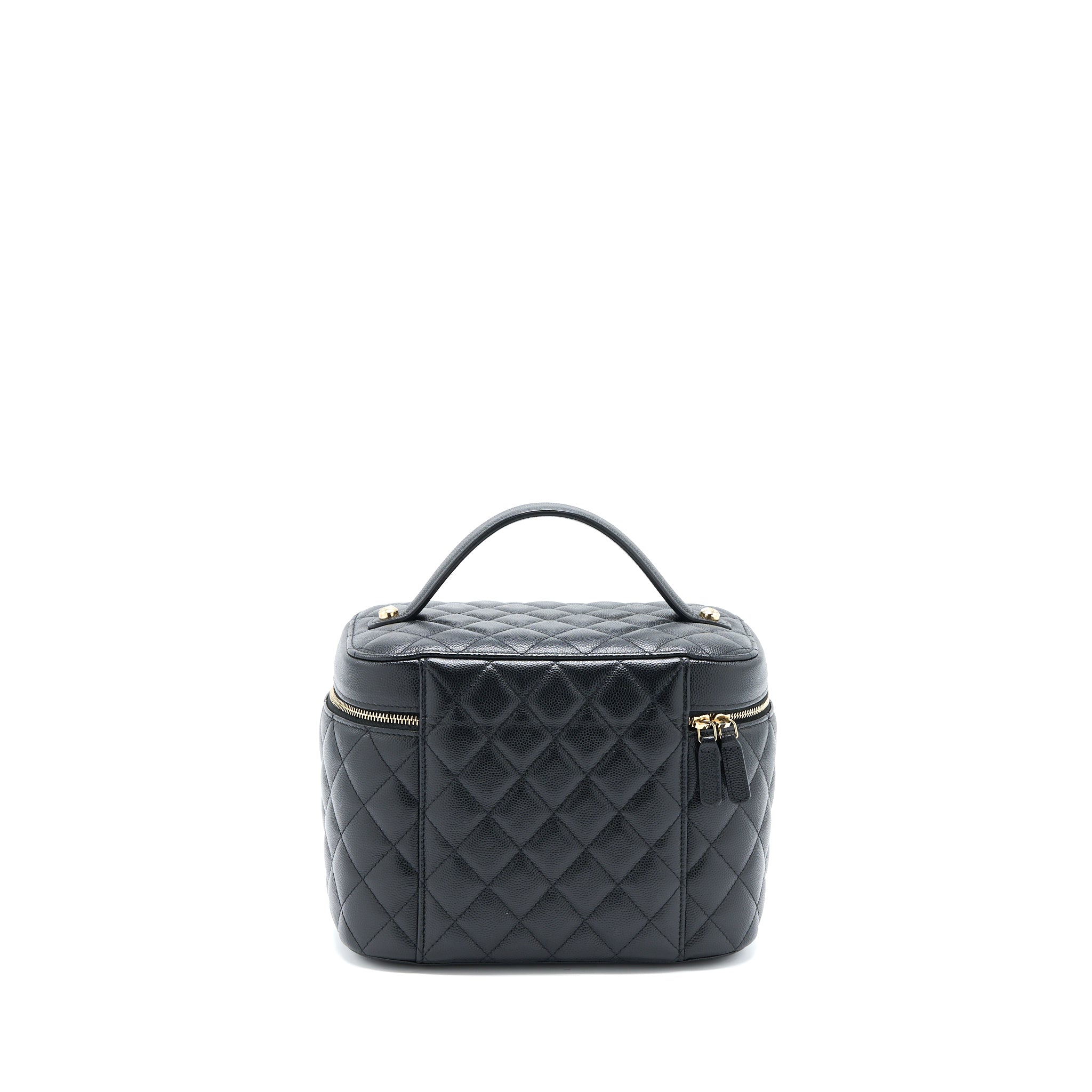 CHANEL TOP HANDLE VANITY CASE CAVIAR BLACK LGHW