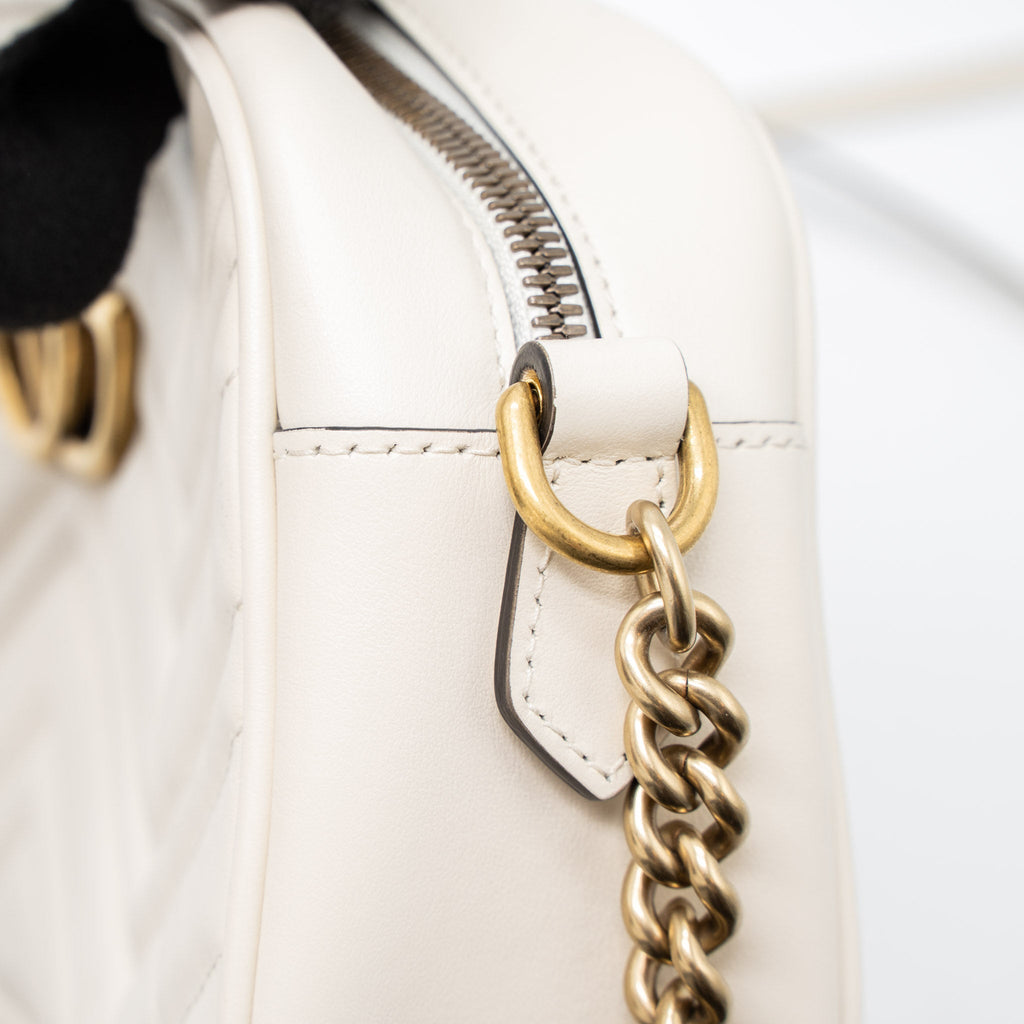 GUCCI GG MARMONT CAMERA SHOULDER BAG CALFSKIN WHITE GHW