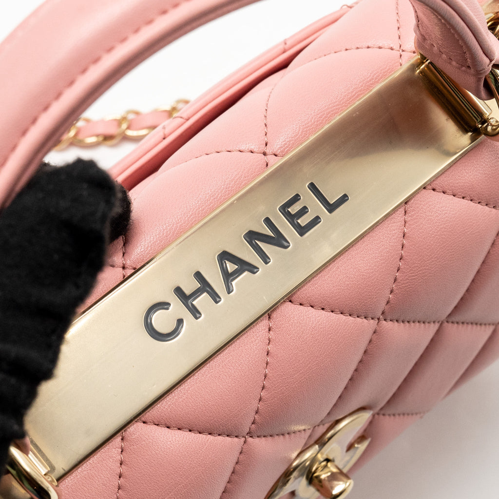 CHANEL TOP HANDLE TRENDY CC FLAP BAG LAMBSKIN PINK LGHW