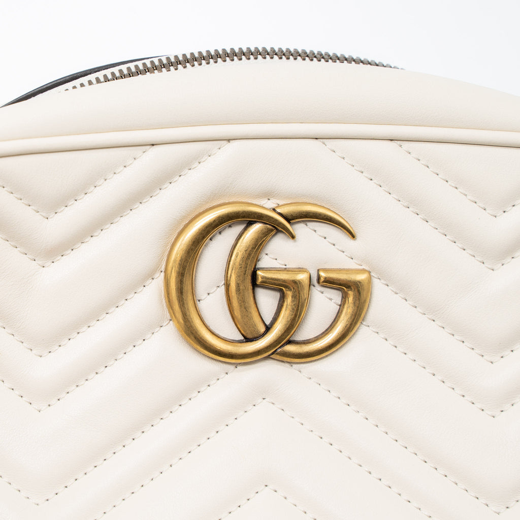 GUCCI GG MARMONT CAMERA SHOULDER BAG CALFSKIN WHITE GHW