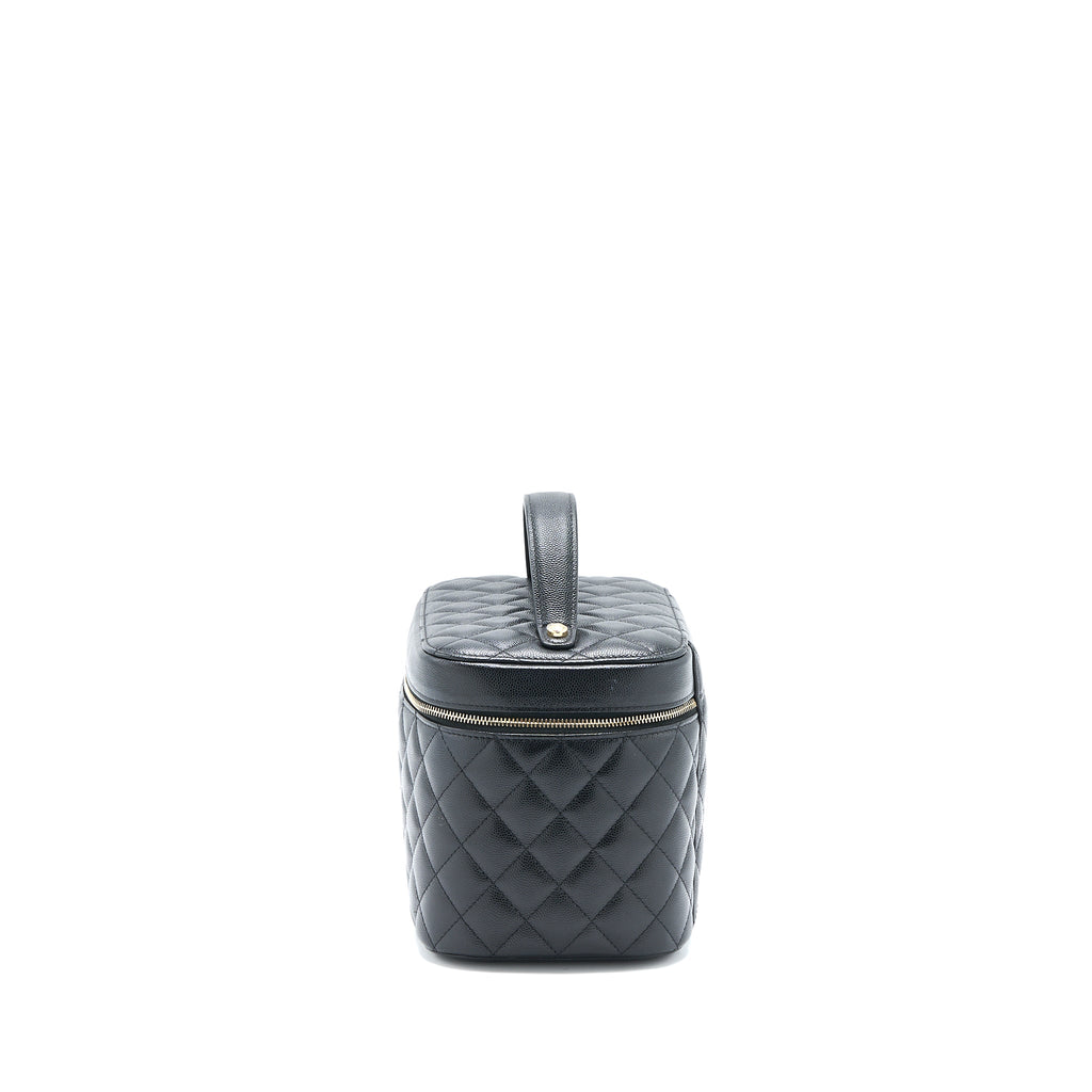 CHANEL TOP HANDLE VANITY CASE CAVIAR BLACK LGHW