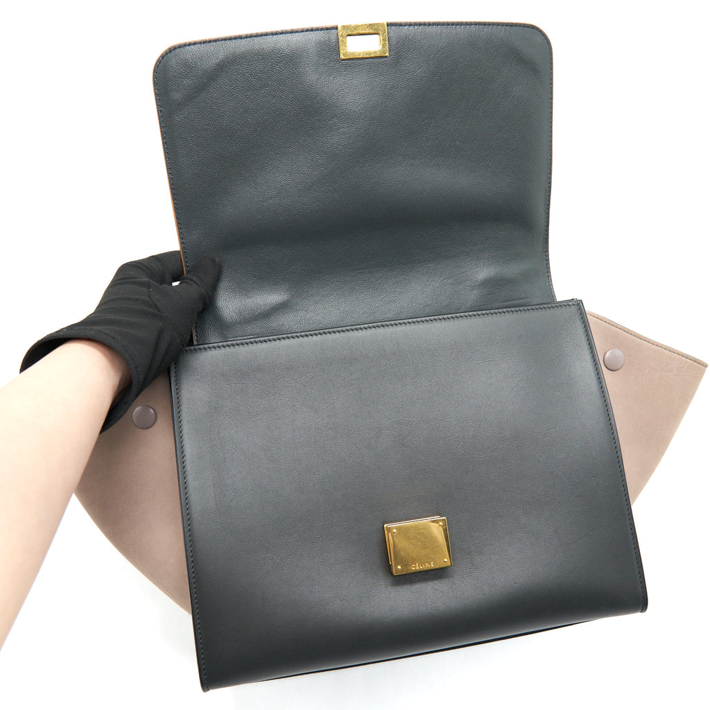 CELINE SMALL TRAPEZE BAG MULTI COLOUR BEIGE/ BLACK/ PINK BEIGE