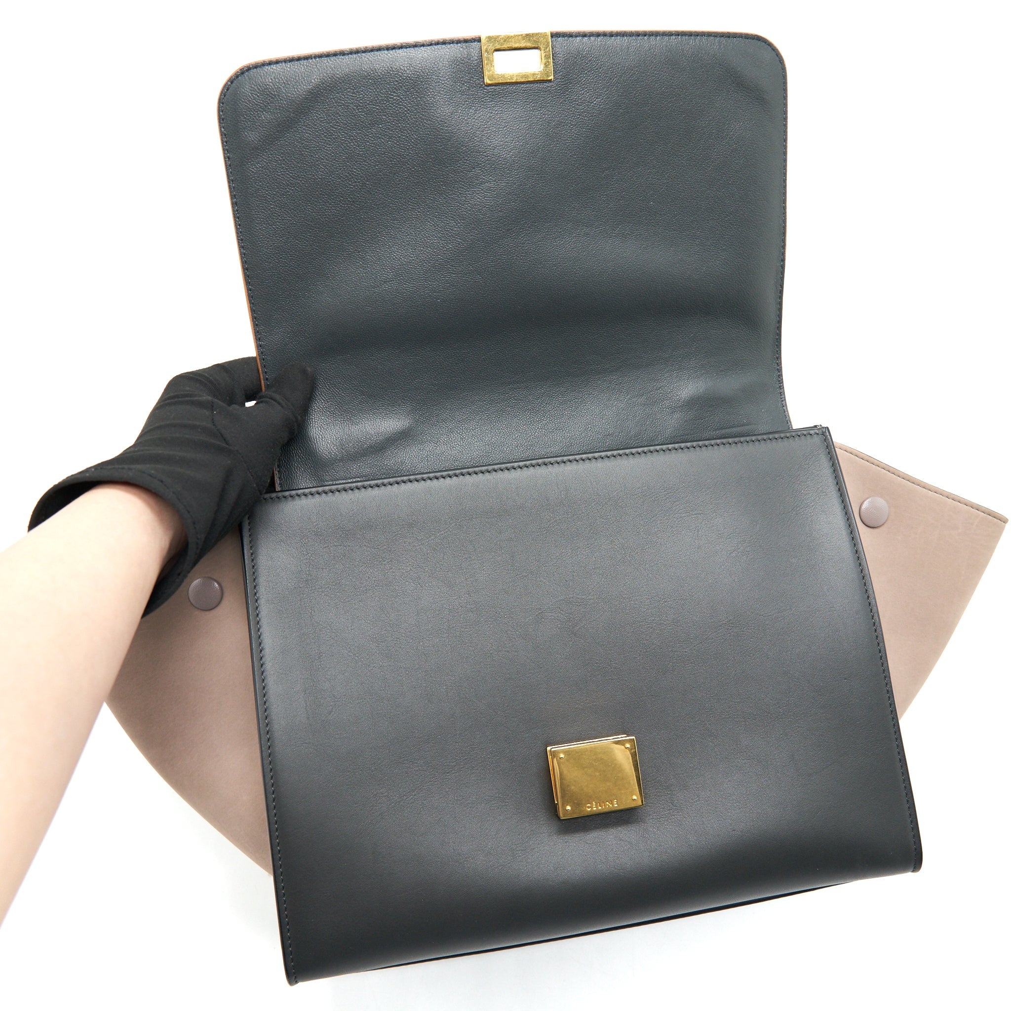 CELINE SMALL TRAPEZE BAG MULTI COLOUR BEIGE/ BLACK/ PINK BEIGE