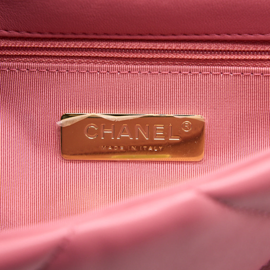 CHANEL SMALL 19 BAG LAMBSKIN PINK MULTICOLOUR HARDWARE (MICROCHIP)