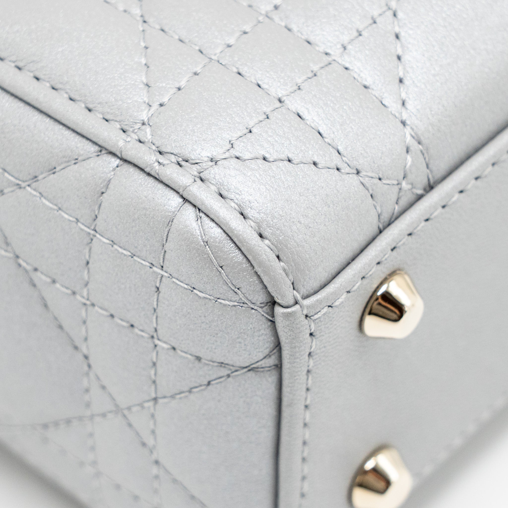 DIOR MINI LADY DIOR LAMBSKIN LIGHT GREY LGHW