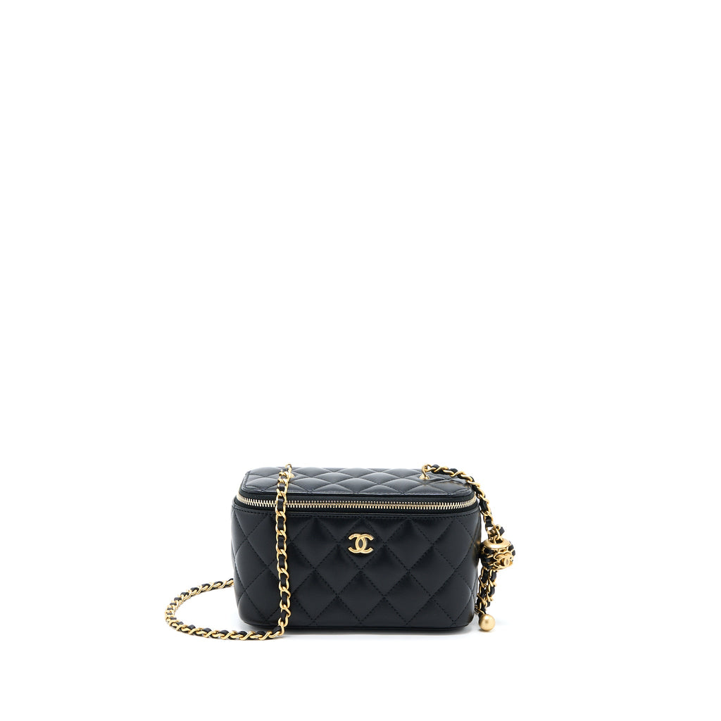 CHANEL PEARL CRUSH LONG VANITY LAMBSKIN BLACK GHW