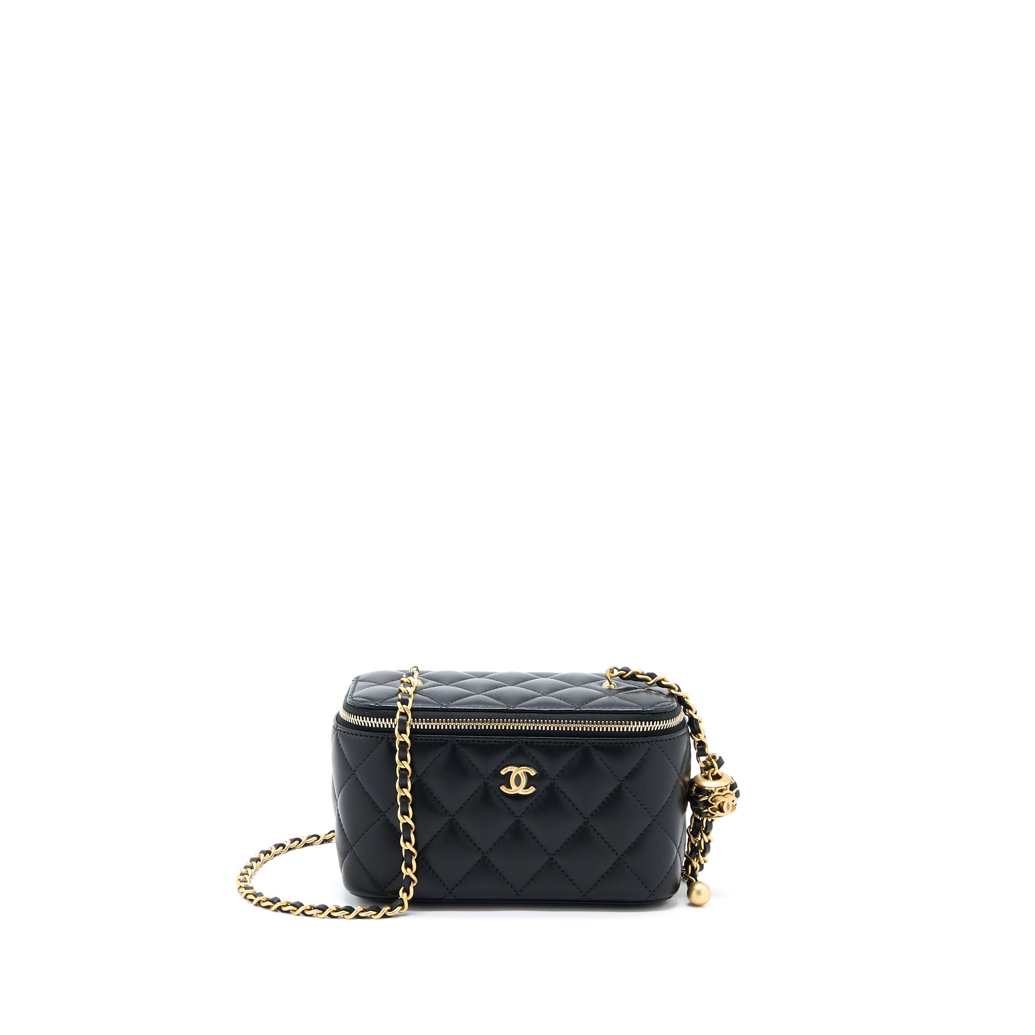 CHANEL PEARL CRUSH LONG VANITY LAMBSKIN BLACK GHW
