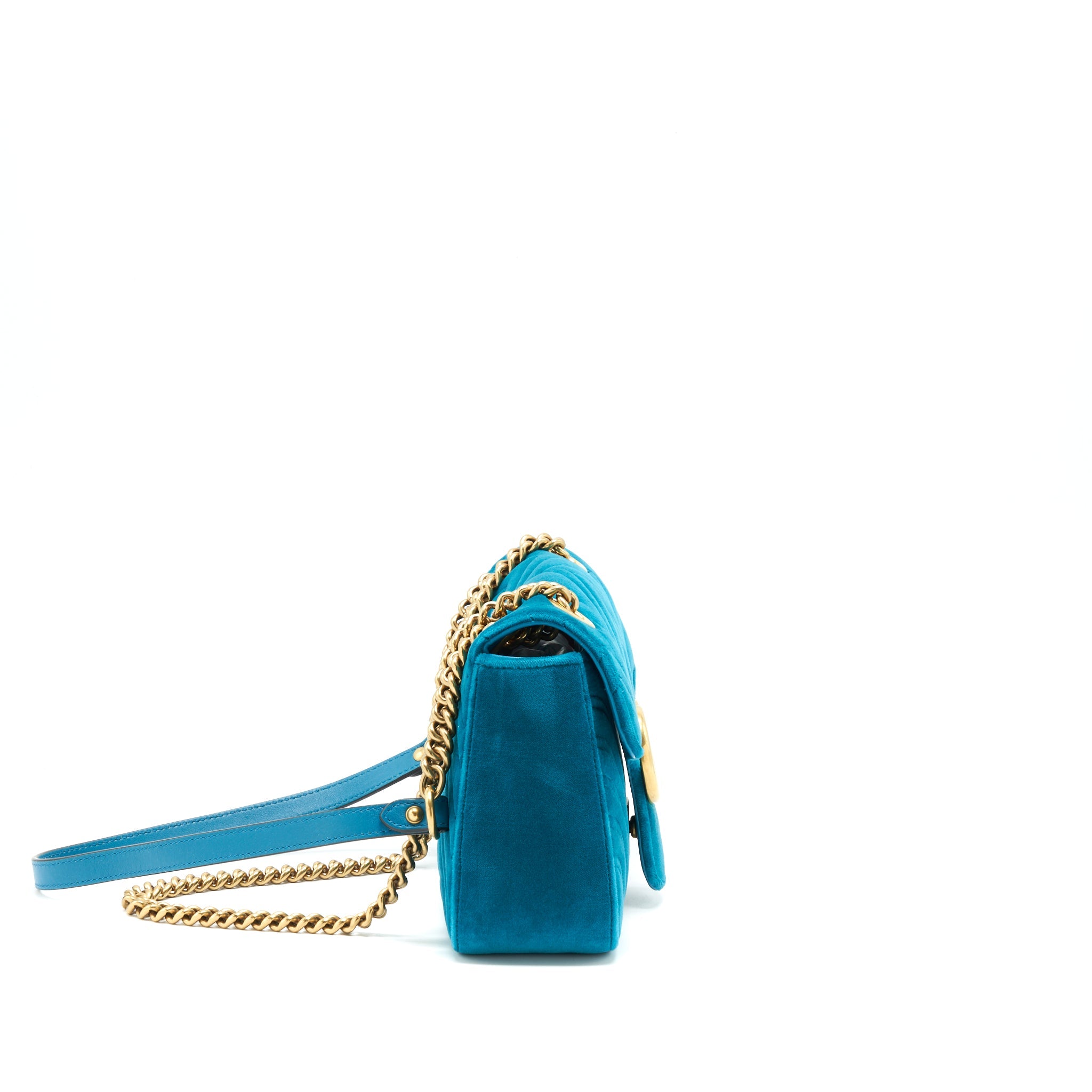GUCCI MINI MARMONT FLAP BAG VELVET GREEN