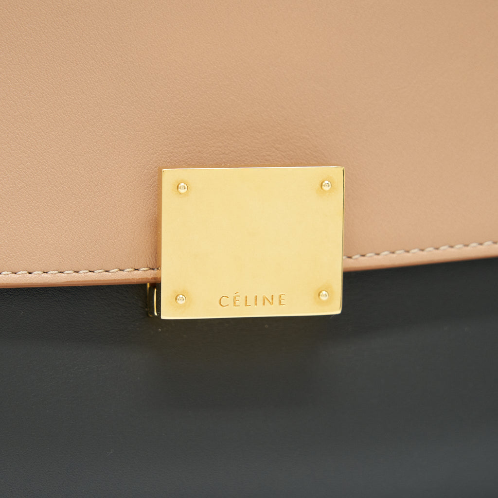 CELINE SMALL TRAPEZE BAG MULTI COLOUR BEIGE/ BLACK/ PINK BEIGE