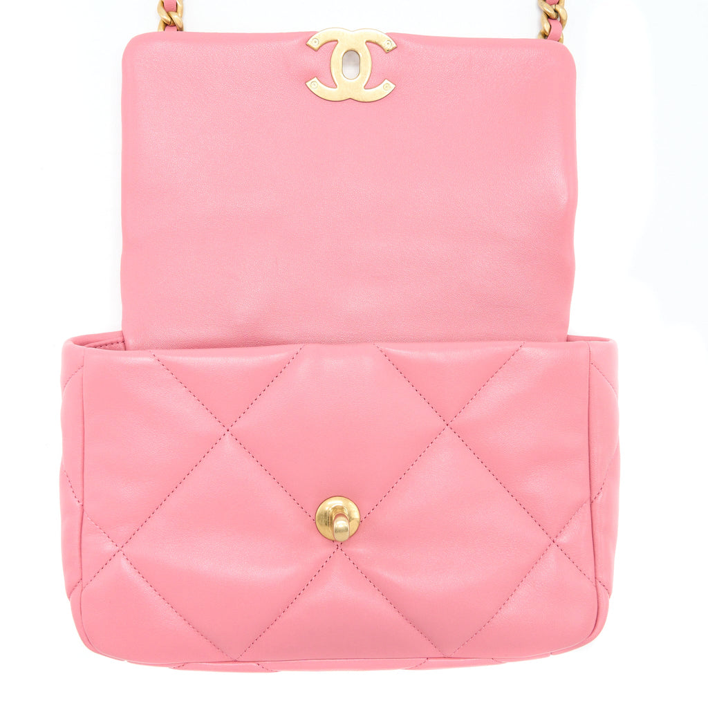 CHANEL SMALL 19 BAG LAMBSKIN PINK MULTICOLOUR HARDWARE (MICROCHIP)