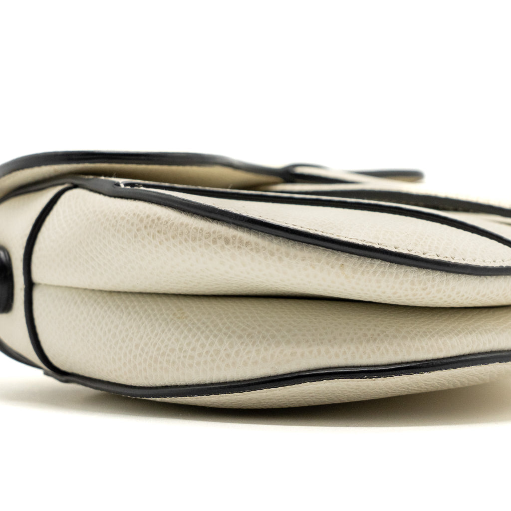 DIOR MINI SADDLE BAG CALFSKIN WHITE BRUSHED GHW
