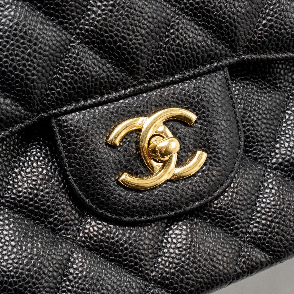 CHANEL JUMBO CLASSIC DOUBLE FLAP BAG CAVIAR BLACK GHW