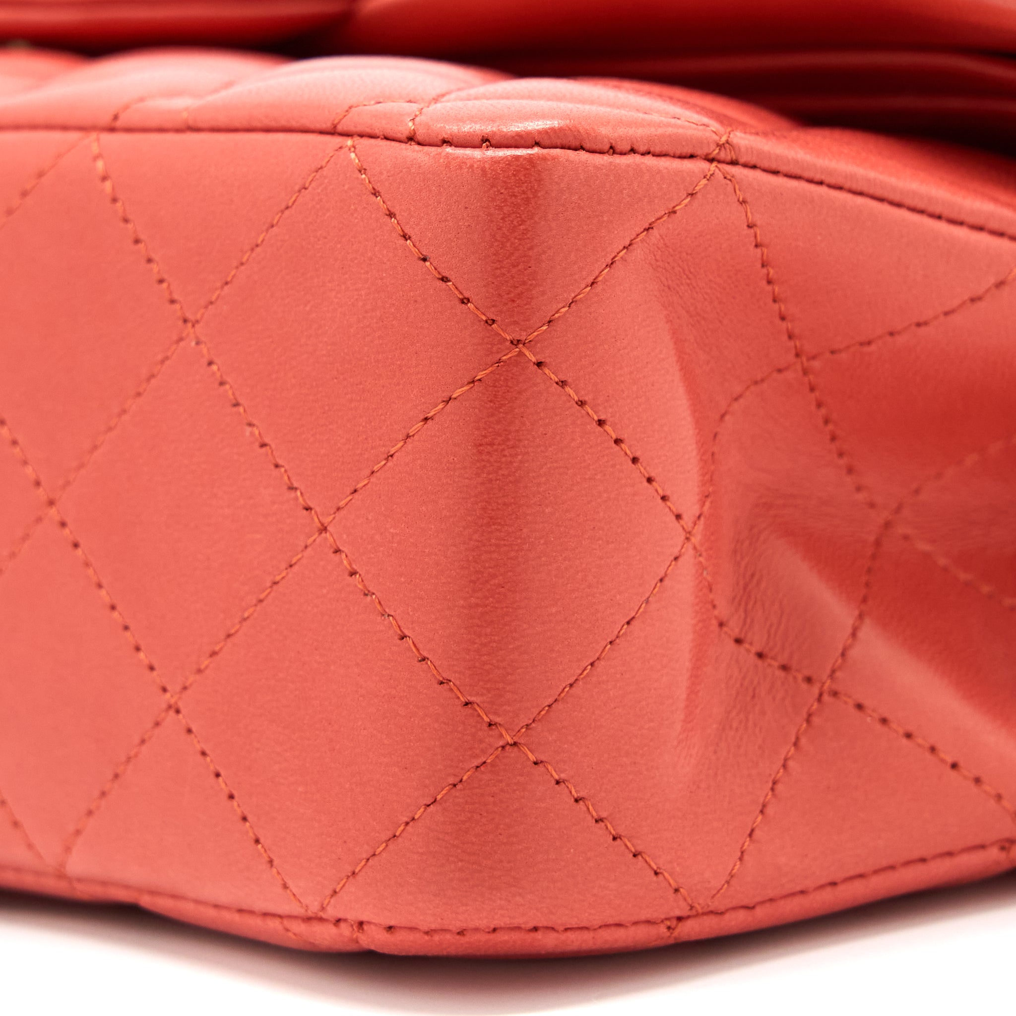 CHANEL MEDIUM CLASSIC DOUBLE FLAP BAG LAMBSKIN CORAL BRUSHED GHW
