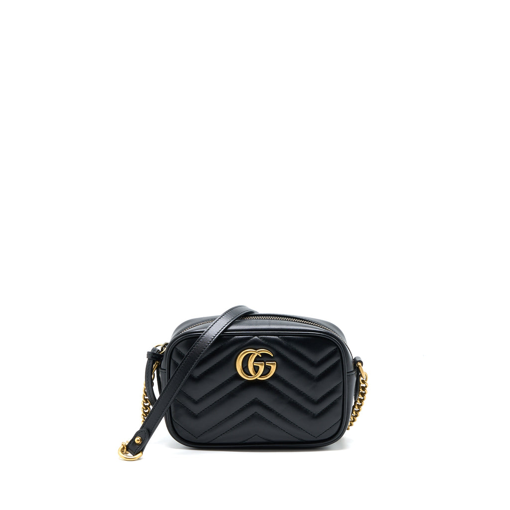 GUCCI GG MINI MARMONT MATELASSÉ BAG BLACK GHW