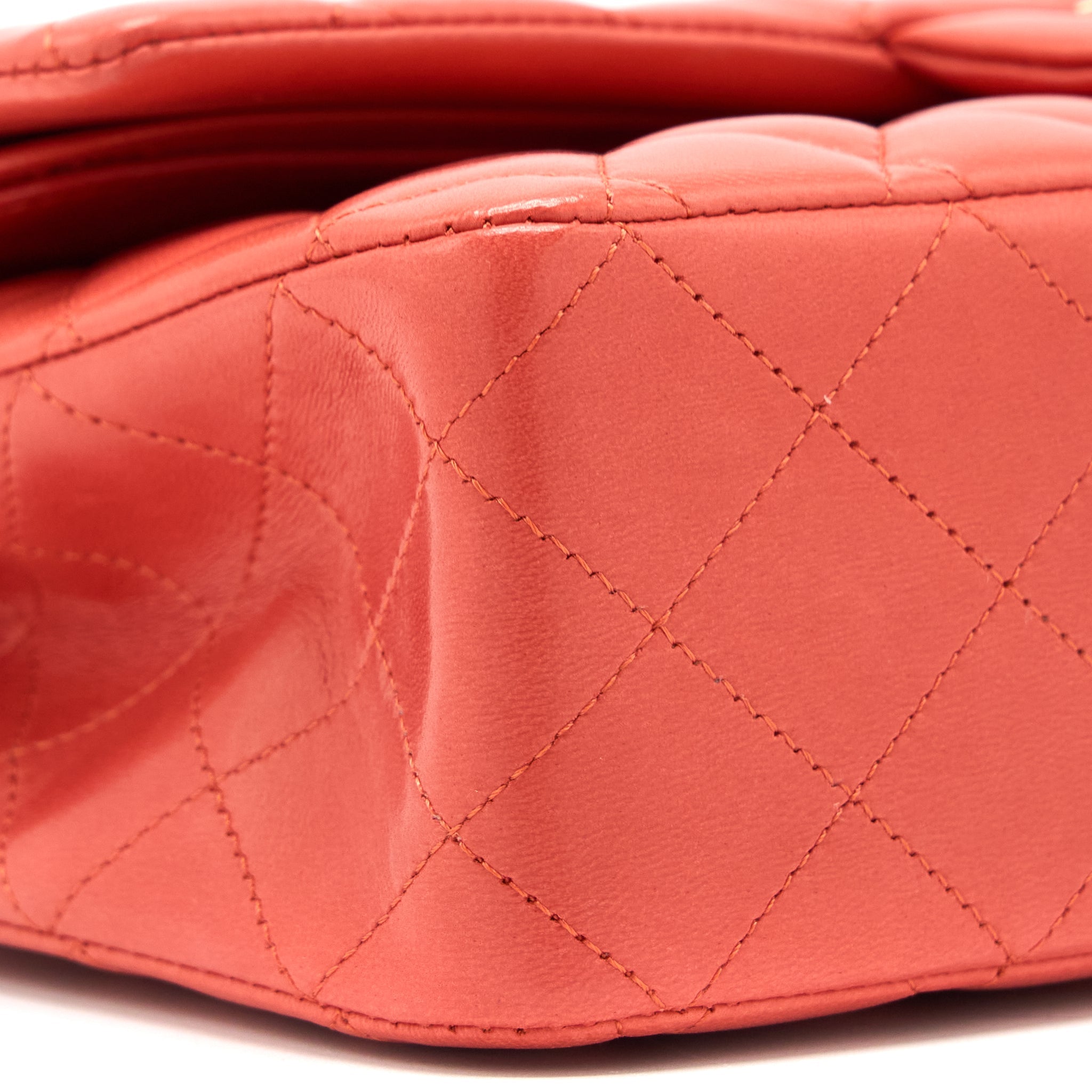 CHANEL MEDIUM CLASSIC DOUBLE FLAP BAG LAMBSKIN CORAL BRUSHED GHW