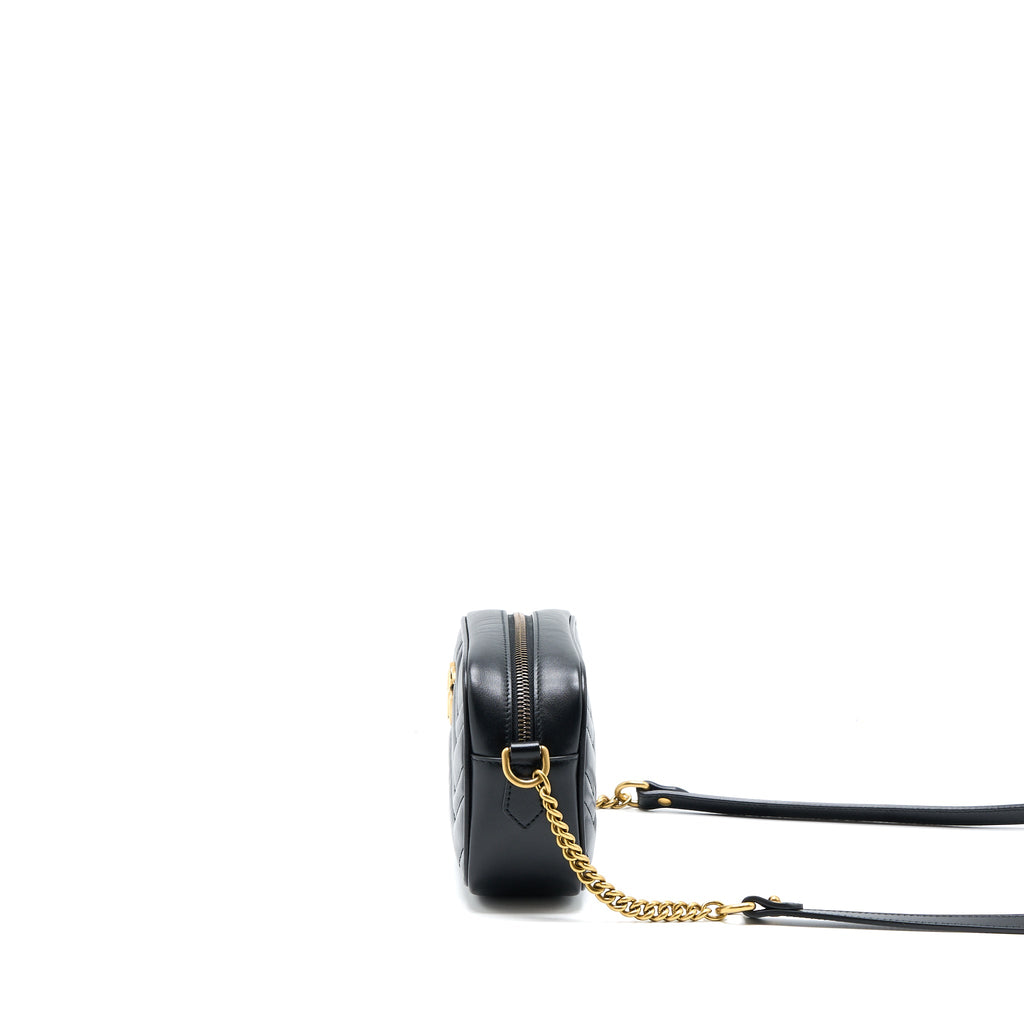 GUCCI GG MINI MARMONT MATELASSÉ BAG BLACK GHW
